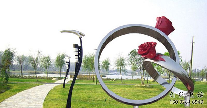 房地產指環雕塑廠家 剪影標識雕塑 鍛造戒指環雕塑