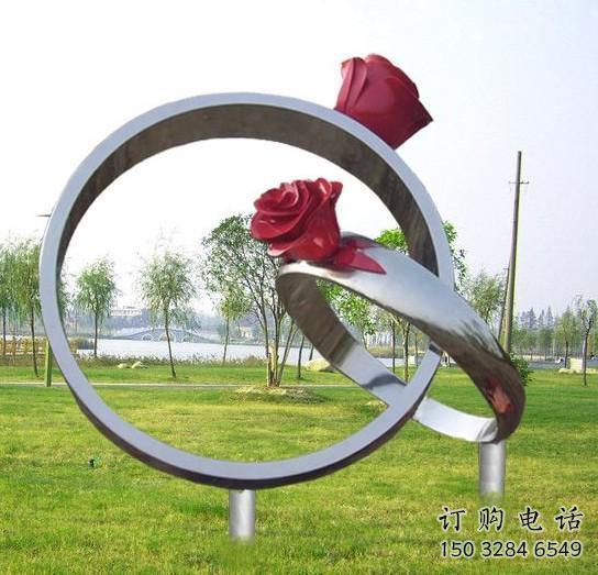 生產拉絲指環雕塑 鏤空創意戒指環雕塑 別墅區戒指環雕塑