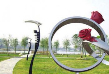 房地產指環雕塑廠家 剪影標識雕塑 鍛造戒指環雕塑