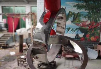 歐式指環雕塑 抽象希望標識雕塑 標識戒指環雕塑實景圖