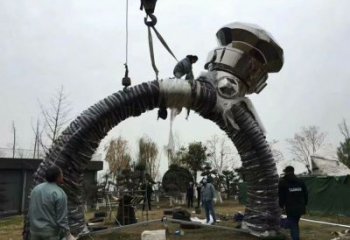 觀賞型現代指環雕塑 大型別墅區標識雕塑 彩繪戒指環雕塑