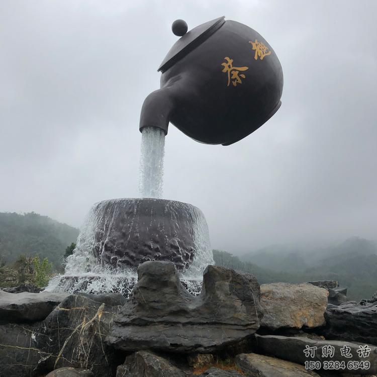 幾何天壺雕塑生產商 發光公園流水雕塑 大門口懸空雕塑