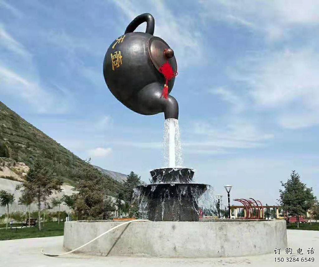 烤漆天壺雕塑供應商 鋼管懸空雕塑 室內流水雕塑