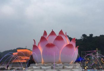 蓮花噴泉雕塑，水景藝術(shù)小品，水秀蓮花雕塑廠家