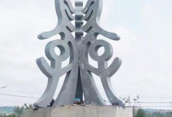 古文字雕塑訂做廠家，景區(qū)雕塑，烤漆不銹鋼古文字雕塑