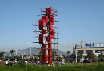 古文字雕塑精選，陸地?cái)[件，不銹鋼古文字雕塑生產(chǎn)廠家