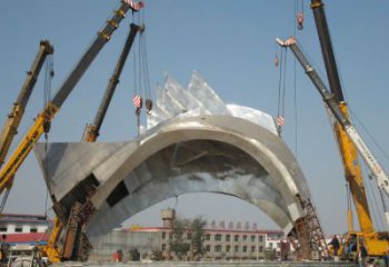 文明標識大門雕塑，不銹鋼創意大門雕塑生產