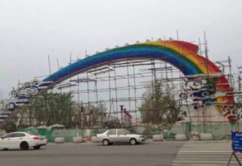 祥云大門雕塑，城市地標建筑，不銹鋼祥云大門雕塑