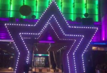 五角星門頭雕塑，燈光不銹鋼門頭雕塑