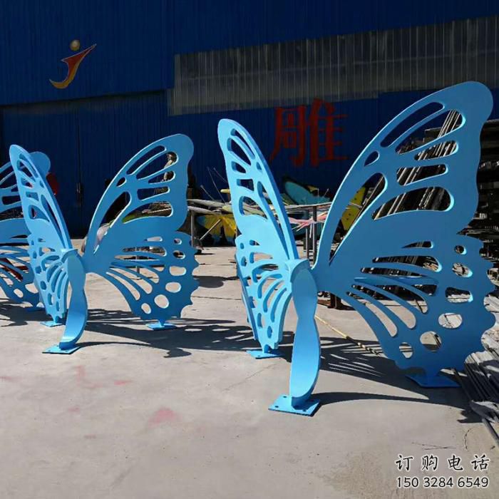 現代藝術美陳蝴蝶坐凳雕塑，鏤空工藝制作