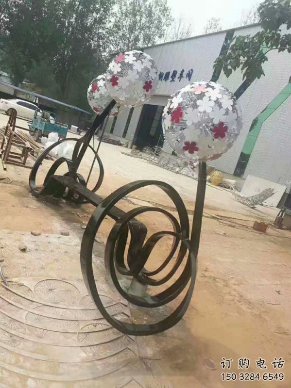 蒲公英坐凳雕塑廠家，烤漆工藝，廣場藝術擺件