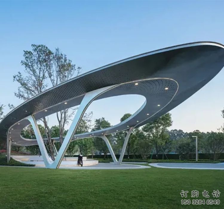 戶外休憩現代景觀廊架雕塑