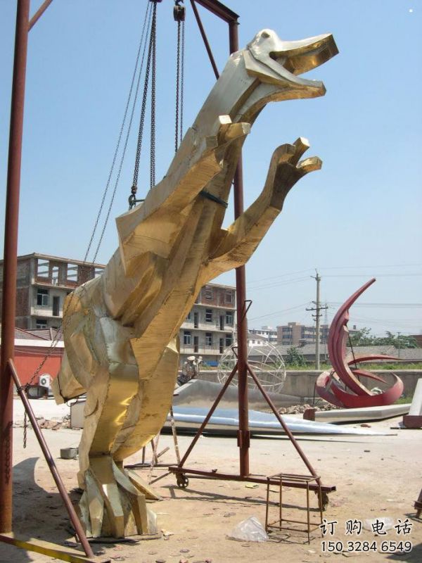 景觀恐龍雕塑承接，景區案例，公園幾何恐龍雕塑定制