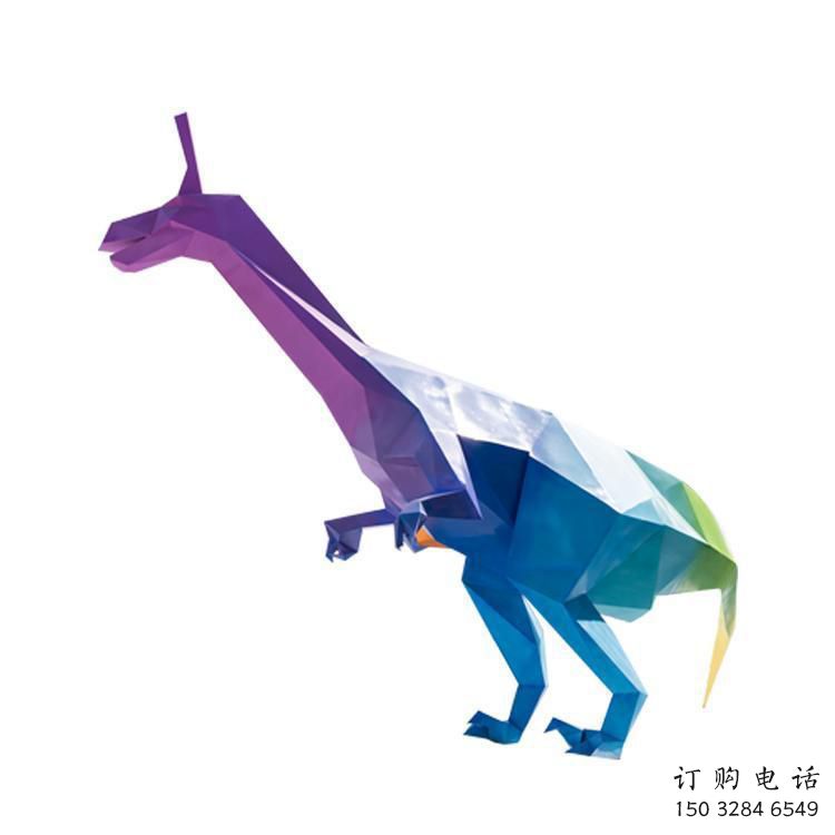 幾何恐龍雕塑精品，白鋼構件，別墅烤漆恐龍雕塑生產