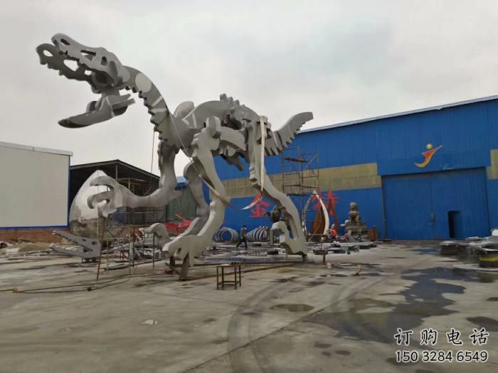 地產(chǎn)恐龍雕塑定做，城區(qū)小品，景觀恐龍骨架雕塑定價(jià)
