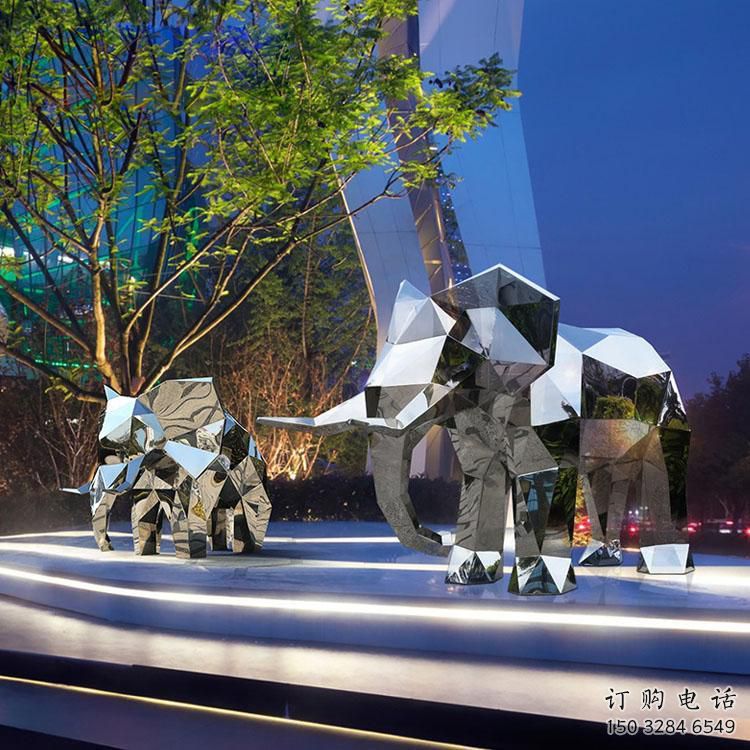 金屬大象雕塑制造商，幾何切面工藝，公共烤漆大象雕塑優選