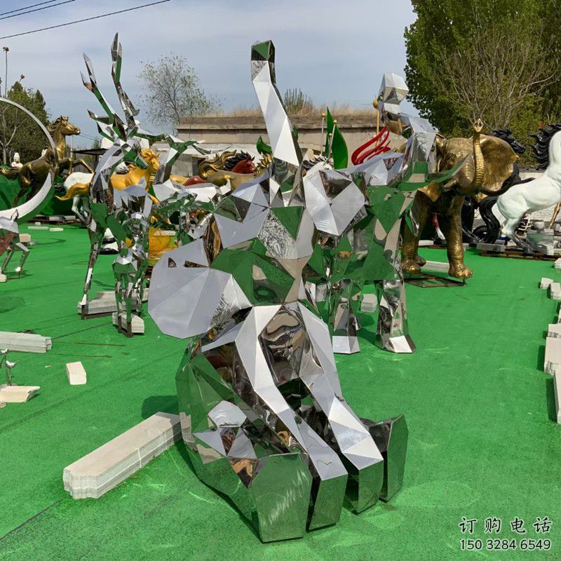 景區大象雕塑通用，陸地擺件，各類鏡面大象雕塑點擊