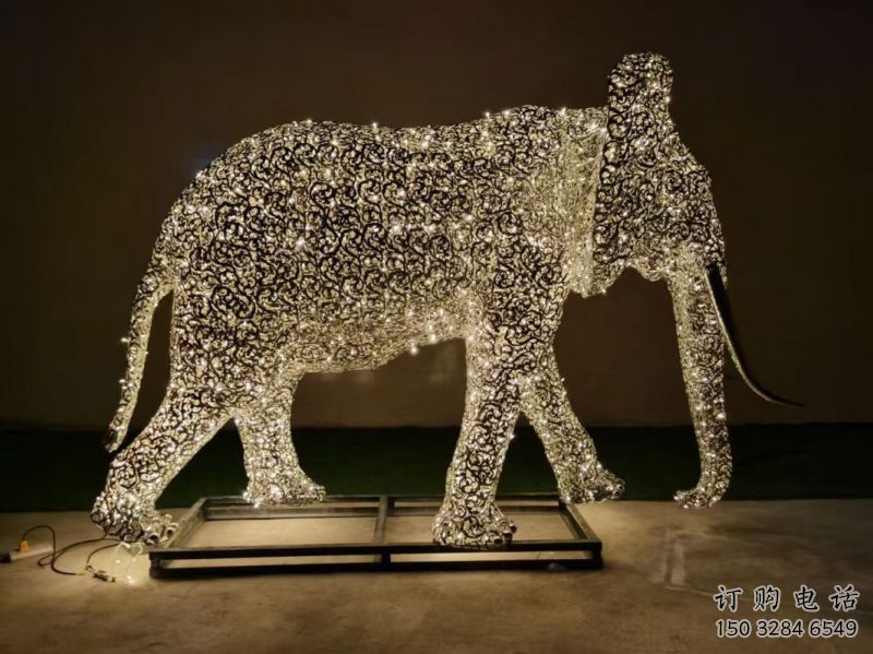 戶外大象雕塑通用，多彩藝術，鏤空大象雕塑供應