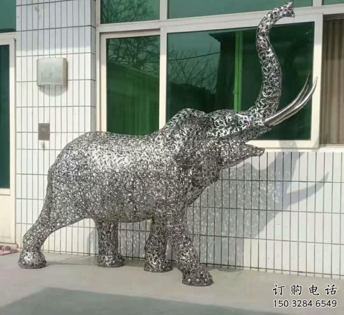 金屬大象雕塑選用，廣場雕塑，鏤空大象雕塑選用