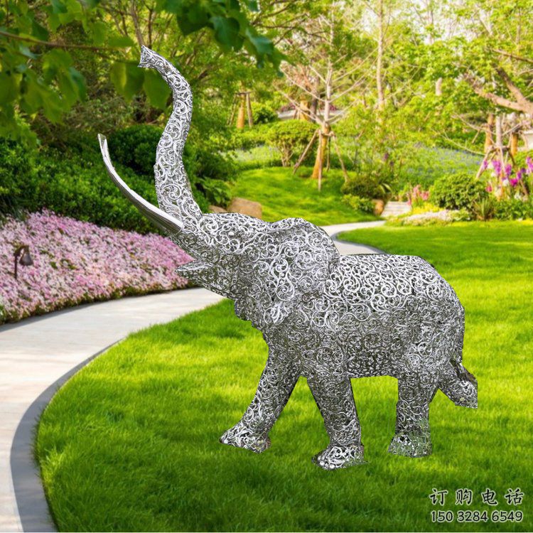 主題大象雕塑制作，美陳概念，鐵藝鏤空大象雕塑