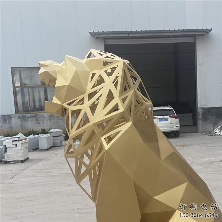 獅子雕塑擺件，烤漆工藝制作，大型不銹鋼獅子雕塑公司