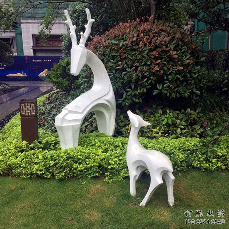 抽象鹿雕塑，幾何造型，不銹鋼抽象鹿雕塑廠家