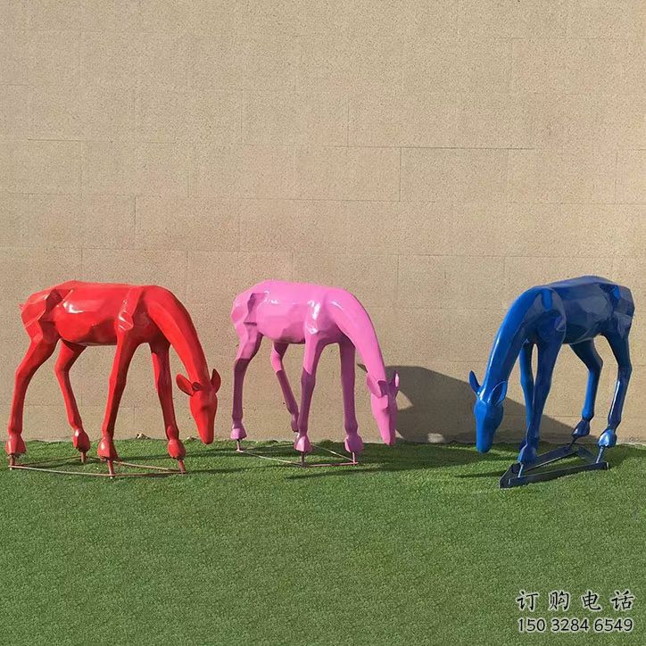 彩繪小鹿雕塑通用，花園小品，景觀烤漆小鹿雕塑優價