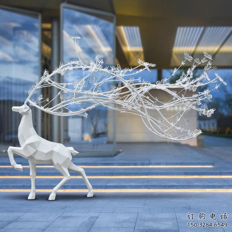 景觀小鹿雕塑供需，廣場雕塑，廣場烤漆小鹿雕塑選用