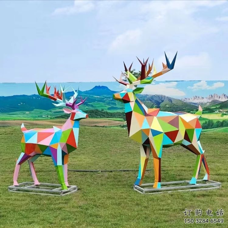 藝術(shù)小鹿雕塑觀賞型，街景小品，烤漆小鹿雕塑常用