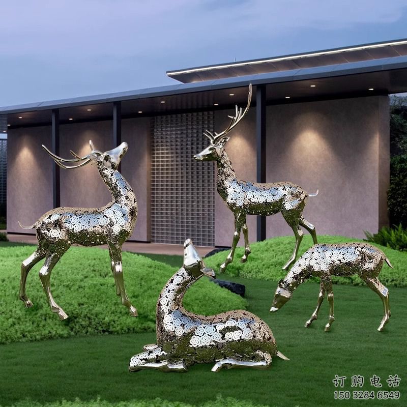 花片小鹿雕塑制造商，城市雕塑，公園鏤空小鹿雕塑觀賞型