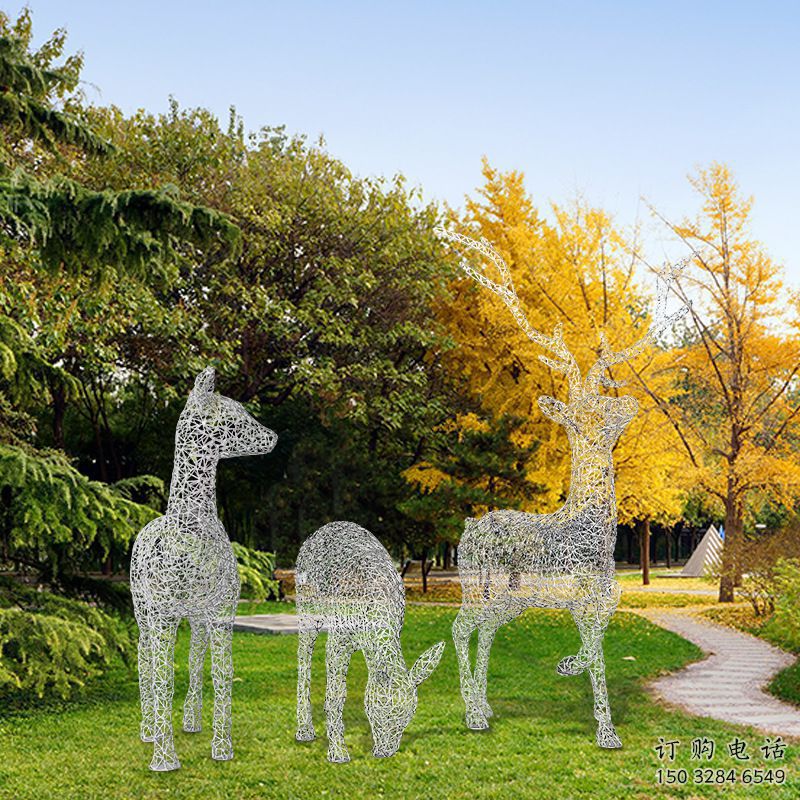 制造小鹿雕塑專供，地標擺件，鏤空小鹿雕塑訂做