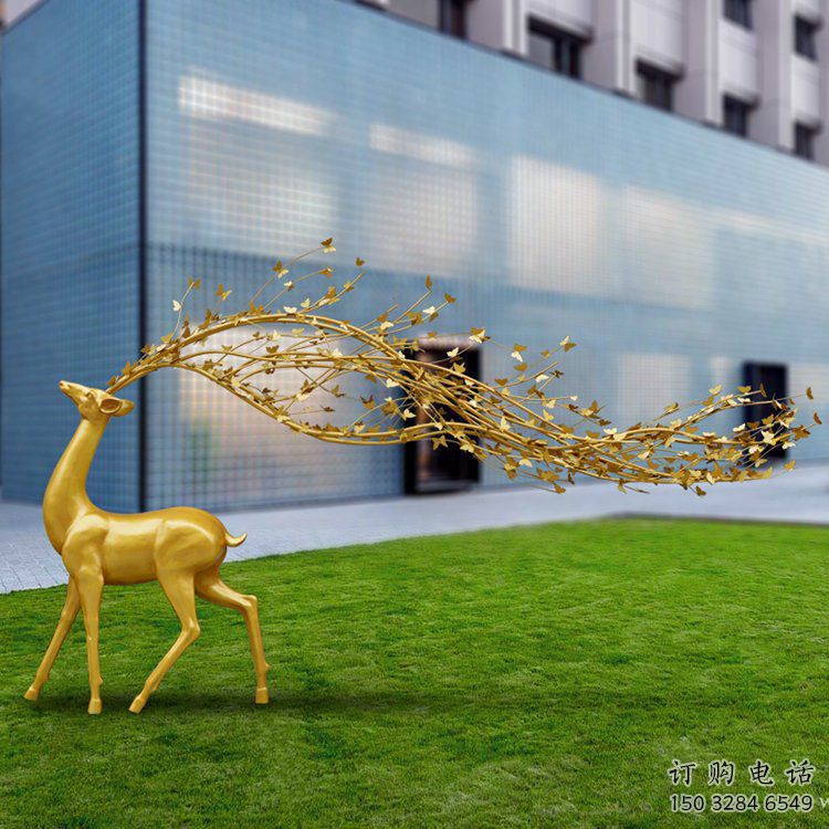 大型梅花鹿雕塑制作，花園小品，仿真梅花鹿雕塑提供