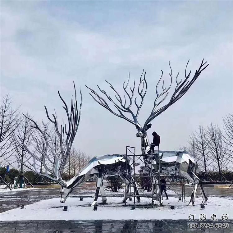 梅花鹿雕塑通用，陸地擺件，鏡面工藝梅花鹿雕塑點擊