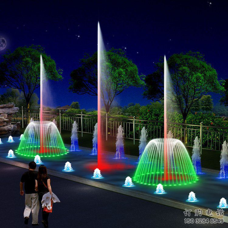 水浪式噴泉水簾雕塑