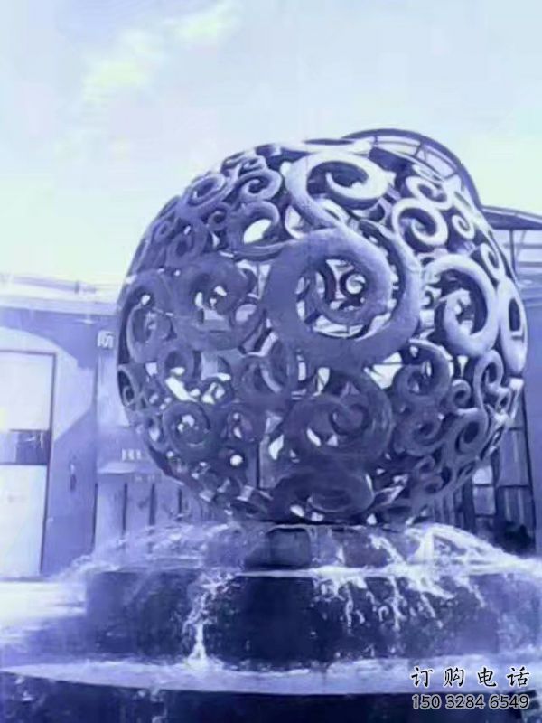 鏤空球噴泉雕塑，花樣水景組合，旱地噴泉體系