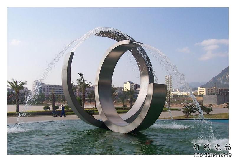 圓環(huán)噴泉雕塑廠家，地面旱地噴泉雕塑制作