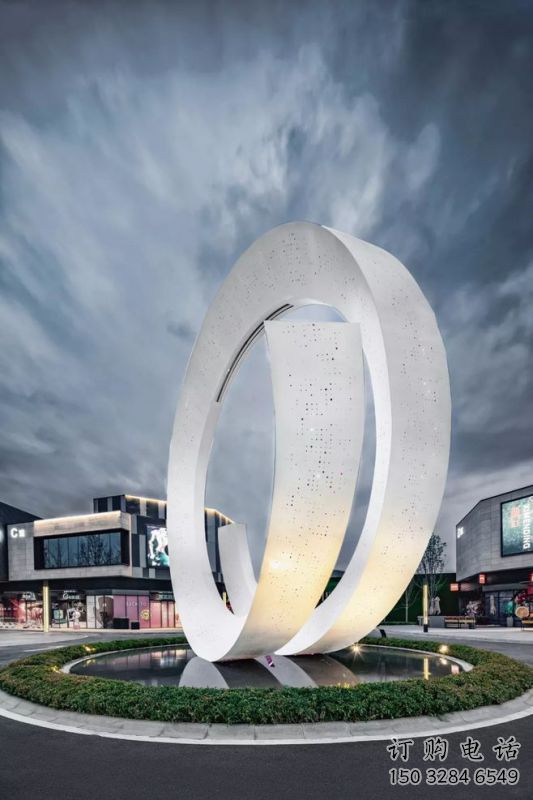 圓環噴泉雕塑制作，噴水原理，噴水圓環雕塑廠家