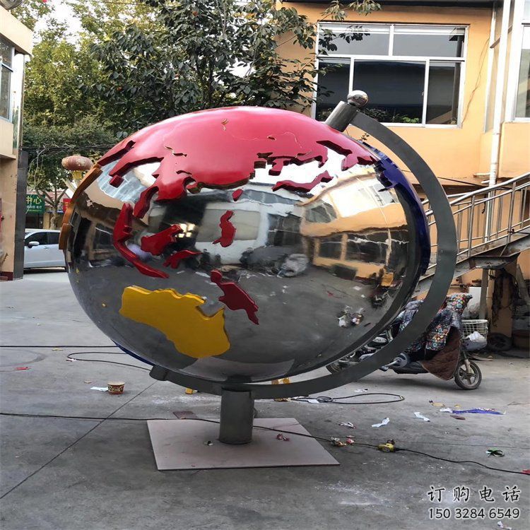 地球雕塑生產，城區小品，不銹鋼地球雕塑標準廠家