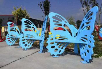 現代景觀不銹鋼蝴蝶坐凳雕塑