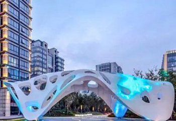 抽象美學景觀不銹鋼廊架雕塑