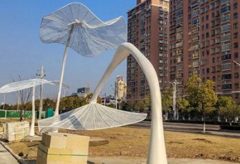 花傘廊架雕塑，不銹鋼廊架花雕塑
