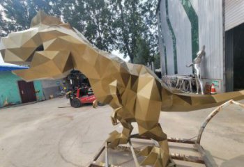 景觀恐龍雕塑供應，公園雕塑，金屬幾何恐龍雕塑制作