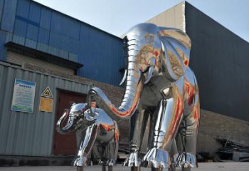 不銹鋼大象雕塑廠家，動(dòng)物景觀雕塑，不銹鋼動(dòng)物雕塑加工