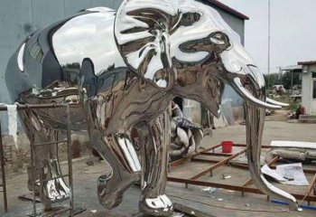 不銹鋼大象雕塑生產(chǎn)，廣場雕塑，鏡面大象雕塑展品