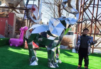 亮面大象雕塑制造商，城區(qū)小品，鏡面大象雕塑定制