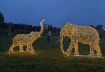 景觀大象雕塑造型選用，美陳雕塑，鏤空燈光大象雕塑標準