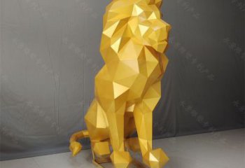 幾何獅子雕塑指用，景觀雕塑，藝術(shù)不銹鋼獅子雕塑點(diǎn)擊