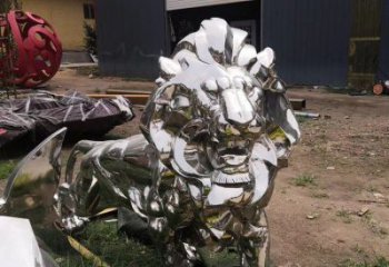 景觀獅子雕塑優(yōu)選，陸地擺件，不銹鋼獅子雕塑供應