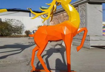 景觀小鹿雕塑承接，景區案例，公園烤漆小鹿雕塑定制