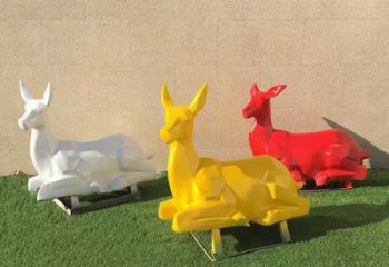 景觀小鹿雕塑精選，陸地擺件，公園烤漆小鹿雕塑精品